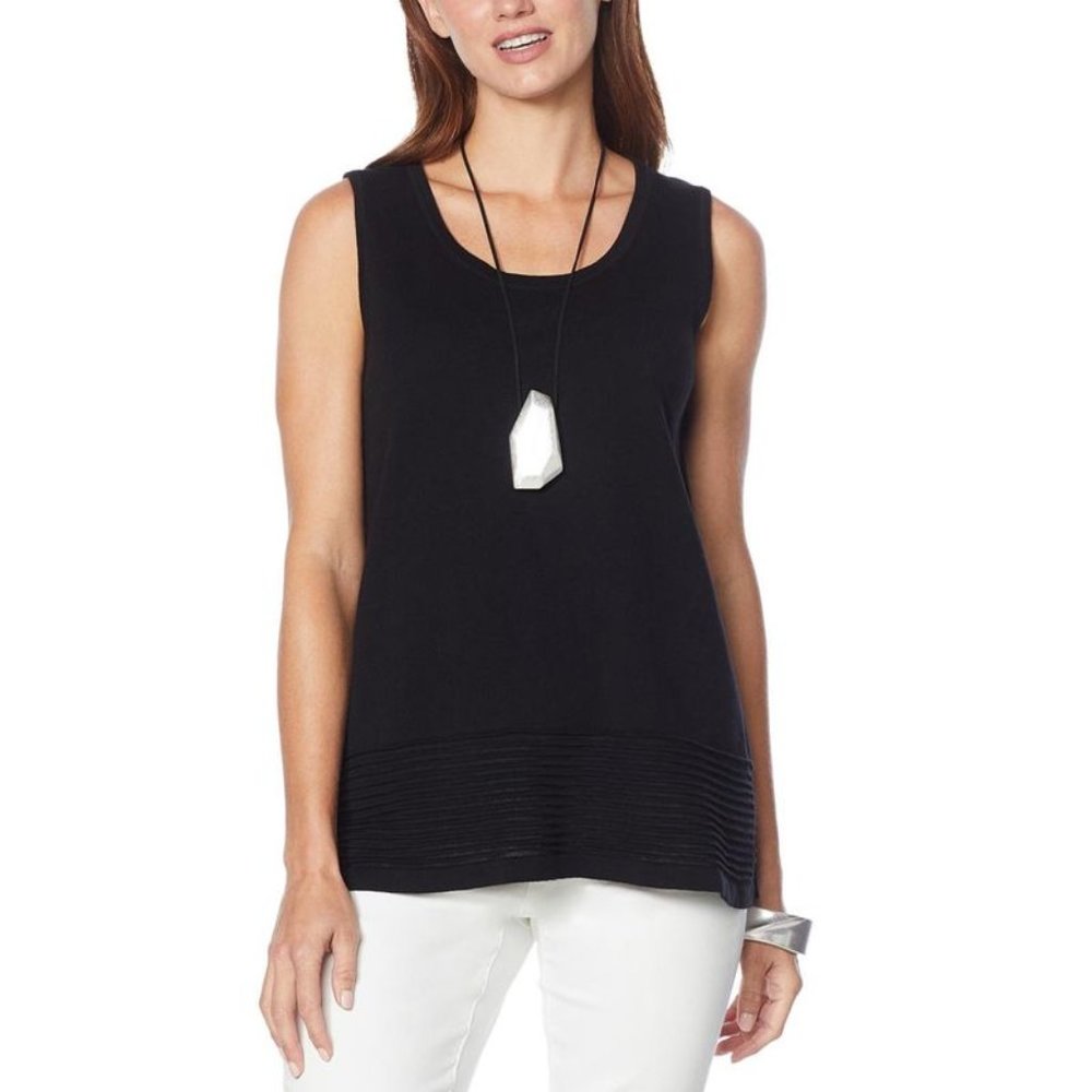WynneLayers Ottoman Stitch Detail Sweater Knit Tank in Black